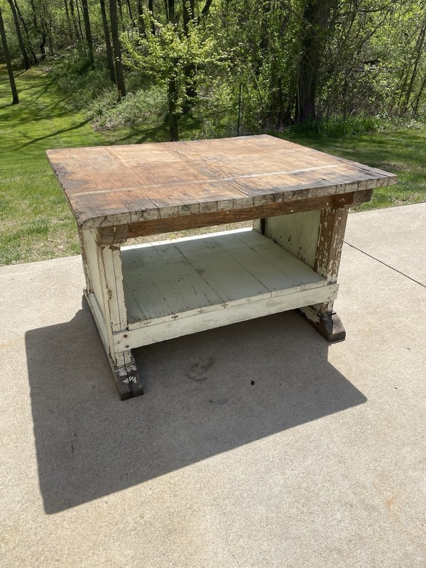 Antique Primitive General Store Counter Table 47L 39W 31H Old Chip Paint Solid