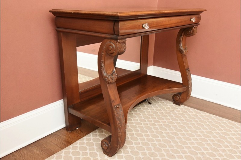 Antique Victorian Mahogany Single Drawer Mirror-Backed Console Server Table gallery