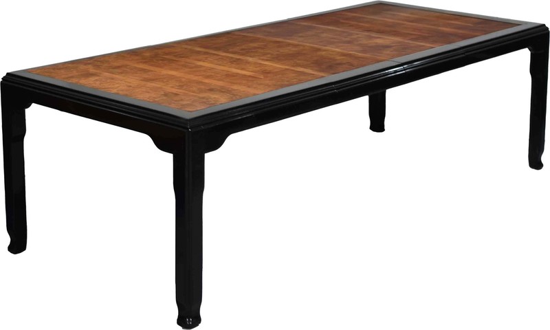 Mid-Century Chin Hua Burlwood & Black Dining Table by Ray Sobota for Century Fur