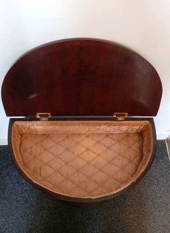Mahogany Demi-Lune Table - Sewing Table With Box And Lid, Console Table Hall Tea gallery
