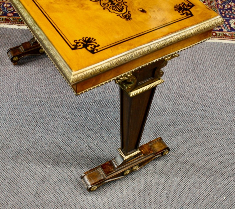 French Satinwood Table: Console, Foyer, Library, Sofa. Marquetry Inlay. 1940s gallery
