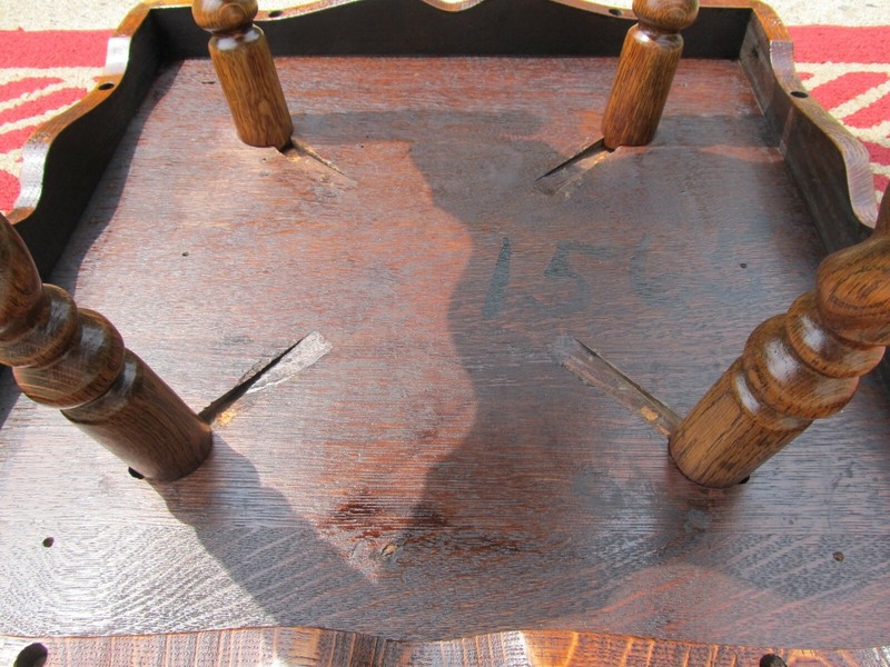 Victorian Antique Parlor Table Tiger Oak Barley Twist Legs and Lower Shelf gallery