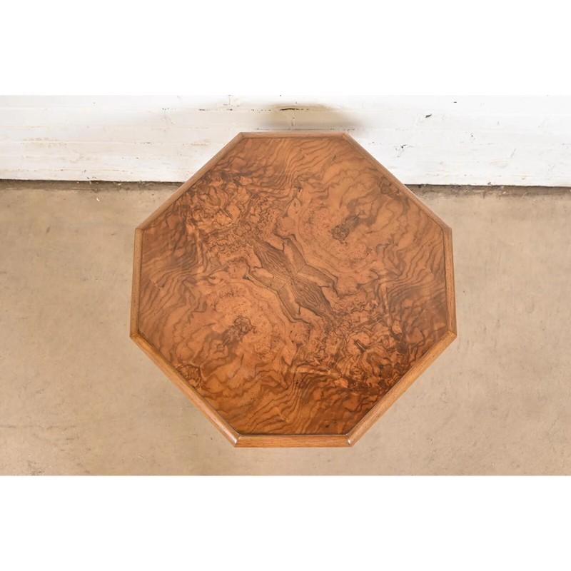 Baker Furniture Neoclassical Burled Walnut Tea Table, Circa 1960s gallery