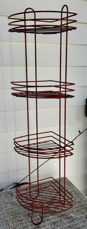 Vintage Wire Rack Metal Plant Stand Table Atomic ORANGE