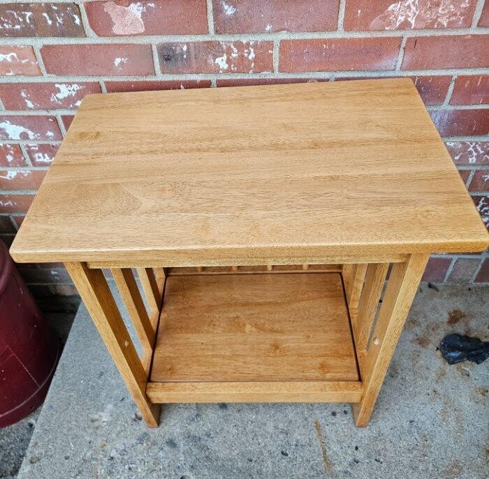 Mission Shaker Style Solid Oak End Table Plant Fern Stand Lower Shelf #1