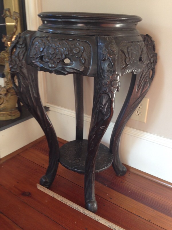 Antique Carved Chinese Plant Stand Asian End Table