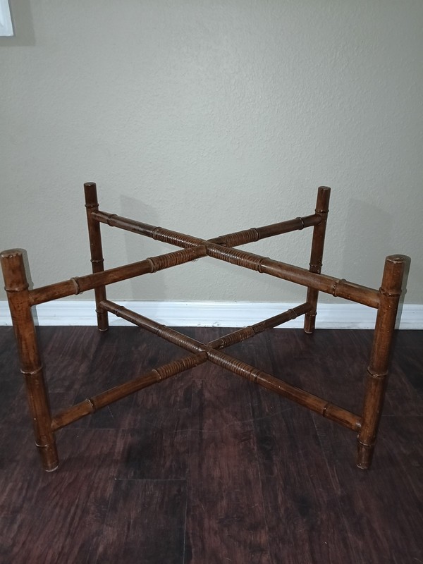 1960s Fauxl Bamboo And Rattan Folding Tray Table gallery