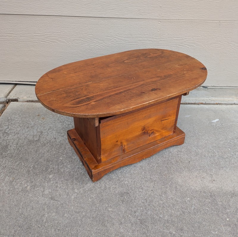 Antique Rustic Primitive Colonial Folk Art Pine Wood Tilt Top Tavern Chair Table gallery