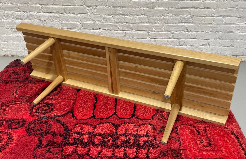 Mid Century Modern styled HANDMADE Oak Slat Bench | Long Coffee Table gallery