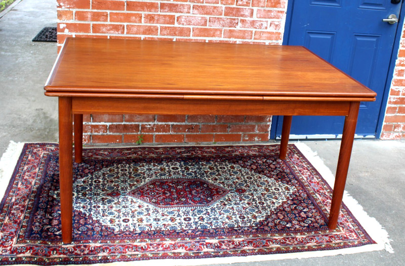 Mid Century Teak Draw Leaf Dining Table – Danish Modern Style Vintage Furniture
