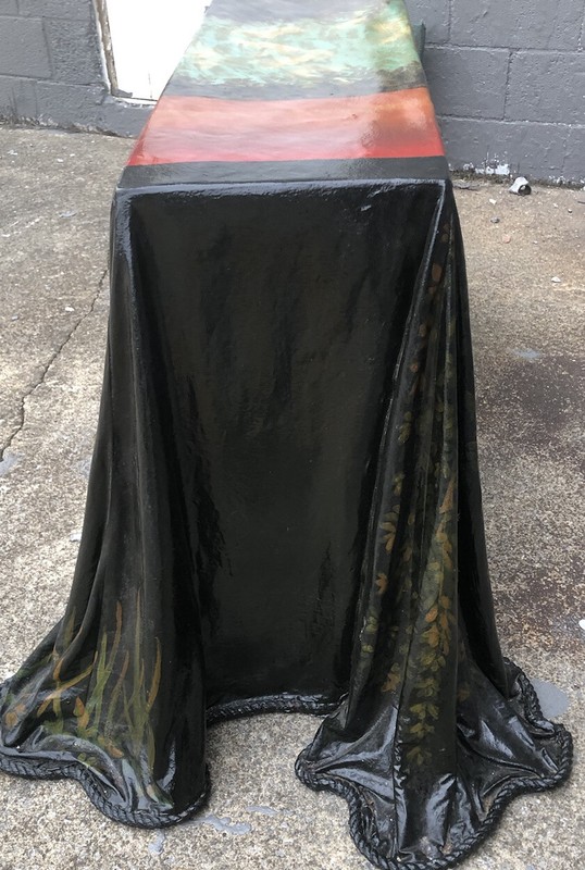 Baxter Leopard Curtain Console Table Fiberglass Painted MCM Signed Rare Table gallery