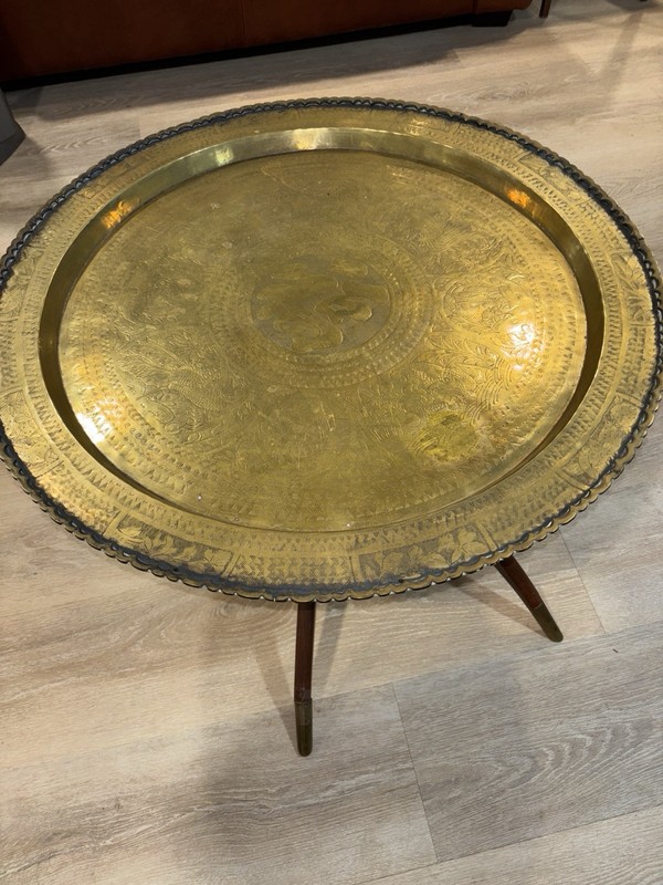 Brass Top MCM Folding Spider Leg Table