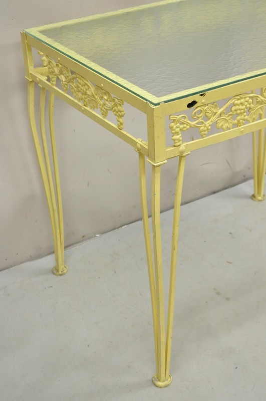 Vintage Art Nouveau Cast Aluminum Yellow Grapevine Garden Patio Side Table gallery