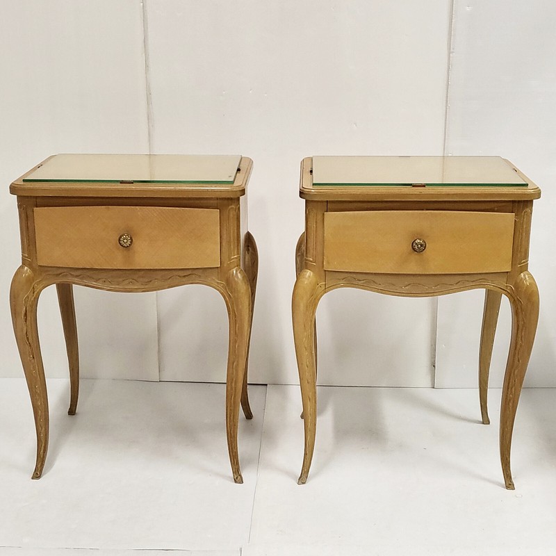 Vintage Nightstand Pair 1940 By Rene Prou In Varnished Beech 40S 1940S gallery
