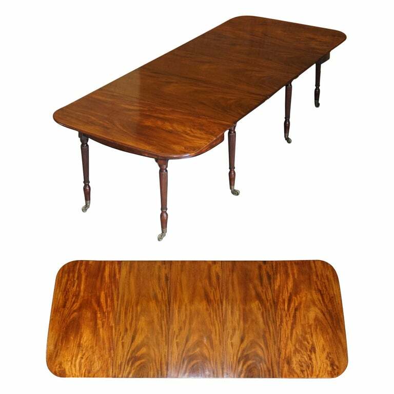 RESTORED ANTIQUE 1830 WILLIAM IV FIGURED MAHOGANY EXTENDING DINING TABLE GILLOWS