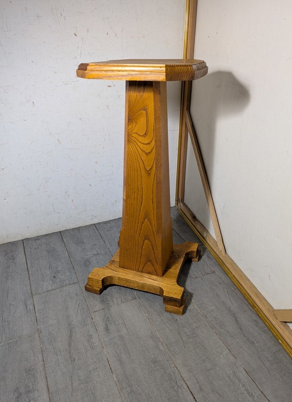 Vintage Mission Solid Oak Wood Pedestal Octagonal Table Plant Stand Arts Crafts gallery