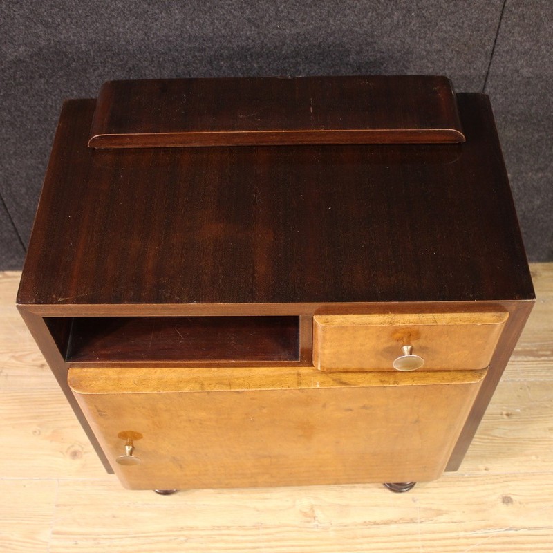 Pair of night stands in mahogany wood furniture Italian bedside tables 60s gallery