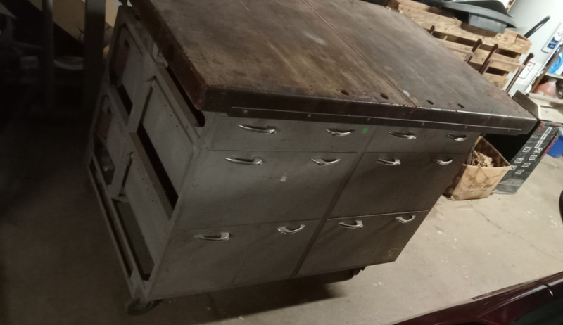 Vintage Work bench 6 drawer Butcher block top Metalcraft Corp Shop Tool Cabinet