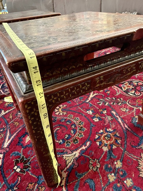 VINTAGE PAIR OF JOHN WIDICOMB Chinoiserie Painted Asian Inspired Side End Tables gallery