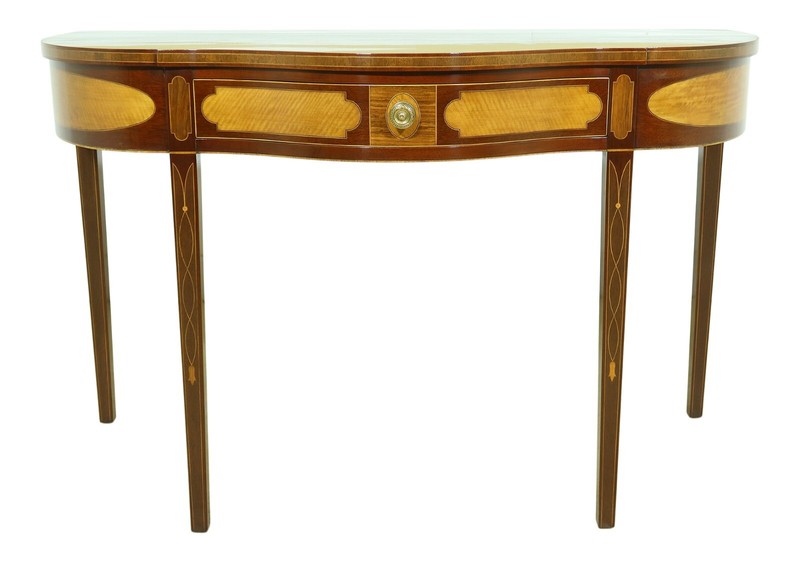 L32465EC: KINDEL Winterthur Collection Highly Inlaid Mahogany Console Table