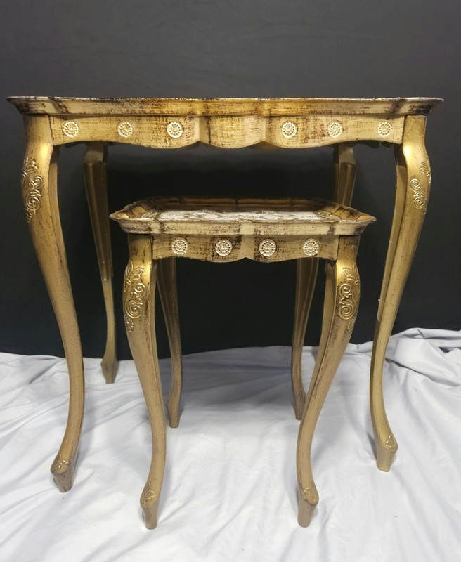 Italian Florentine Gold Gilt Vintage Nesting Tables (2) gallery