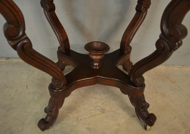 Antique Parlor Table, Victorian Marble Top Carved Hall Table #21332 gallery