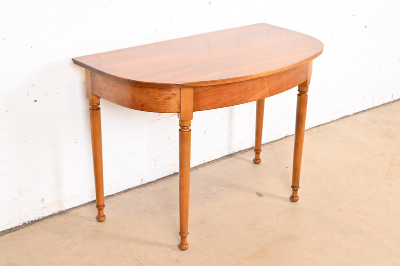 Stickley American Colonial Carved Cherry Wood Demilune Console Table gallery