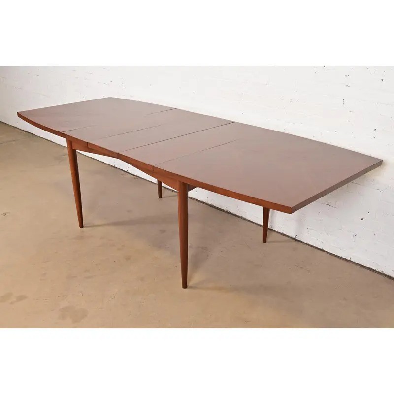 Gio Ponti Style Mid-Century Modern Extension Dining Table, Newly Refinished