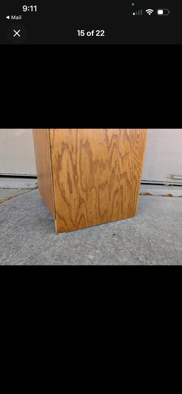 Vintage Rustic Country Farmhouse Oak Wood End Table Nightstand with Shelf H35 gallery