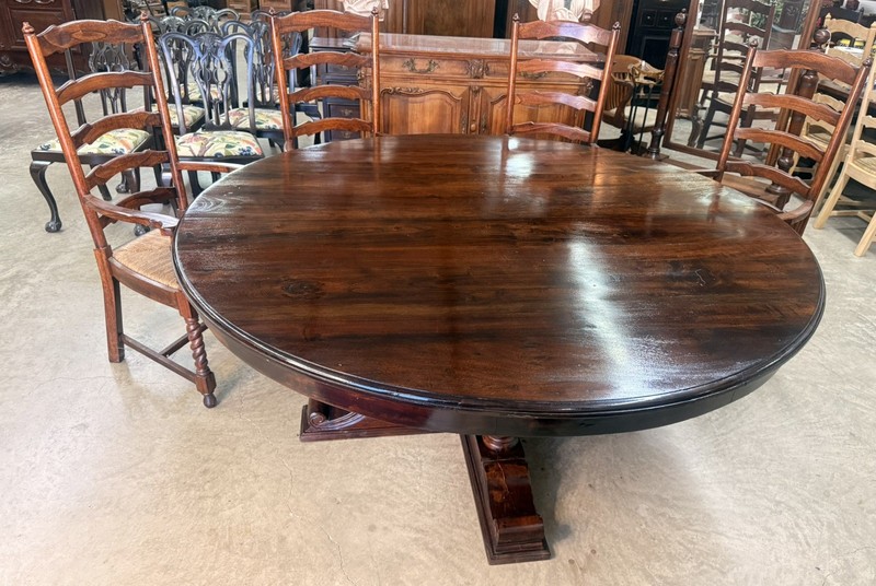 Vintage Country French 72" Round Solid Hardwood Barley Twist Dinning Table gallery
