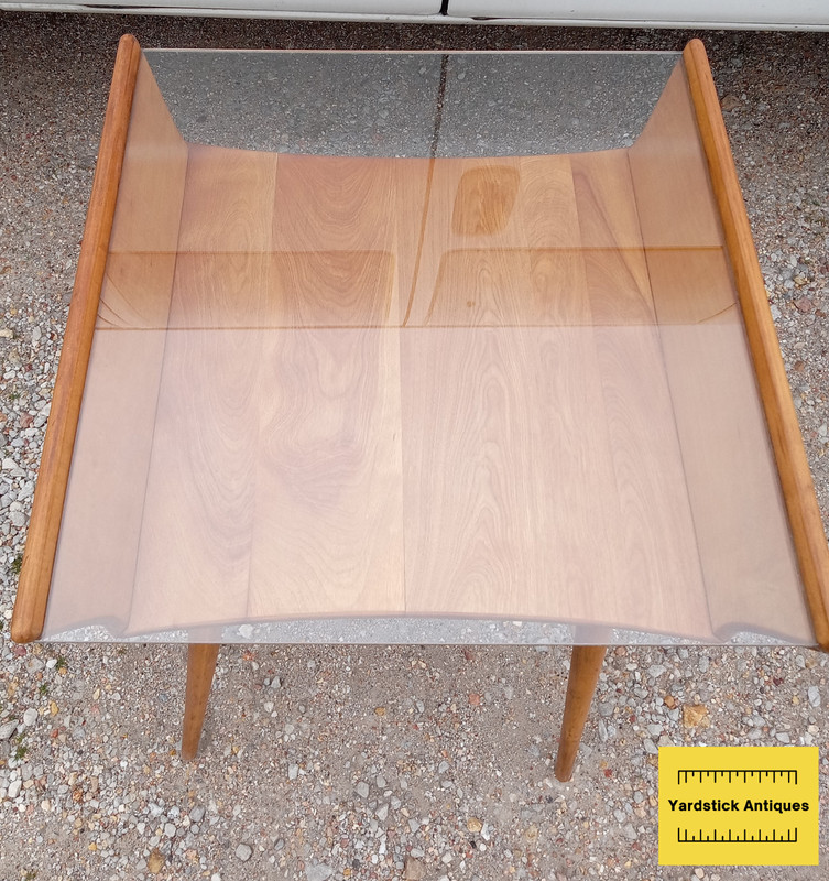 Mid Century Glass Top Solid Maple End Table (JLC-ET283) gallery