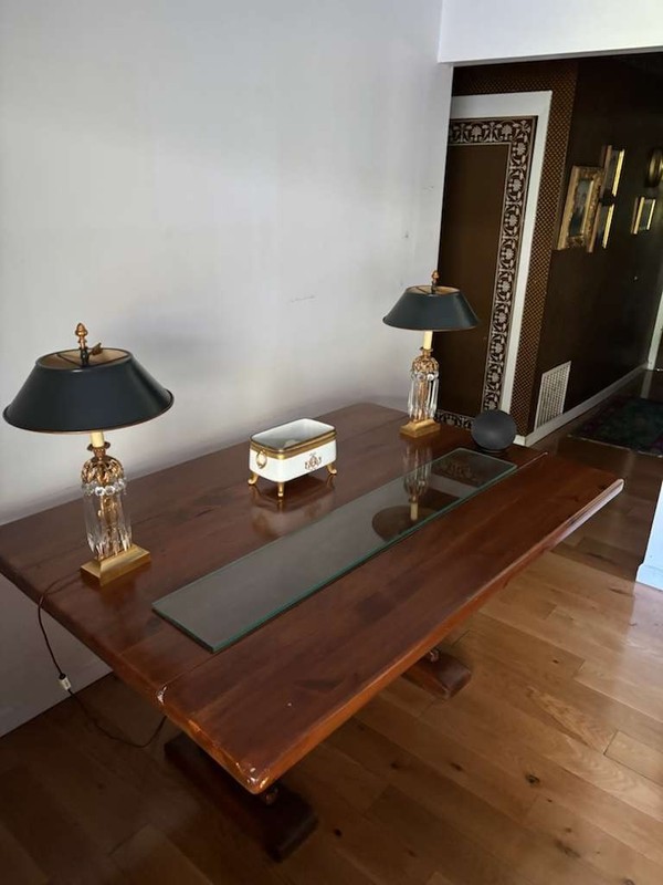 Vintage Rustic Wooden Trestle Table - Farmhouse Style Dining or Work Table gallery