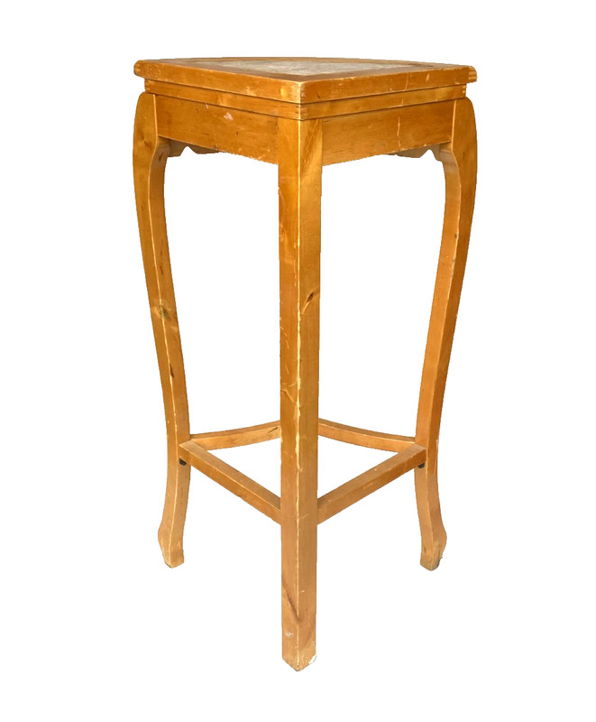 ANTIQUE CARVED SOLID WOOD & MARBLE TOP CONSOLE TABLE+ CORNER STAND VINTAGE- L@@K gallery