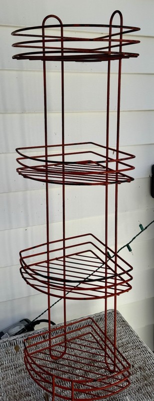Vintage Wire Rack Metal Plant Stand Table Atomic ORANGE gallery