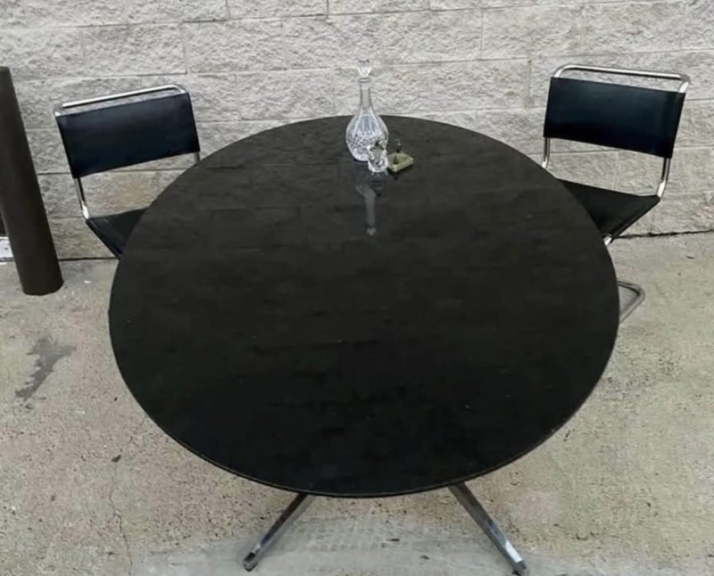 Florence Knoll Black Granite Oval Dining Table Desk Mid Century Modern Vintage gallery