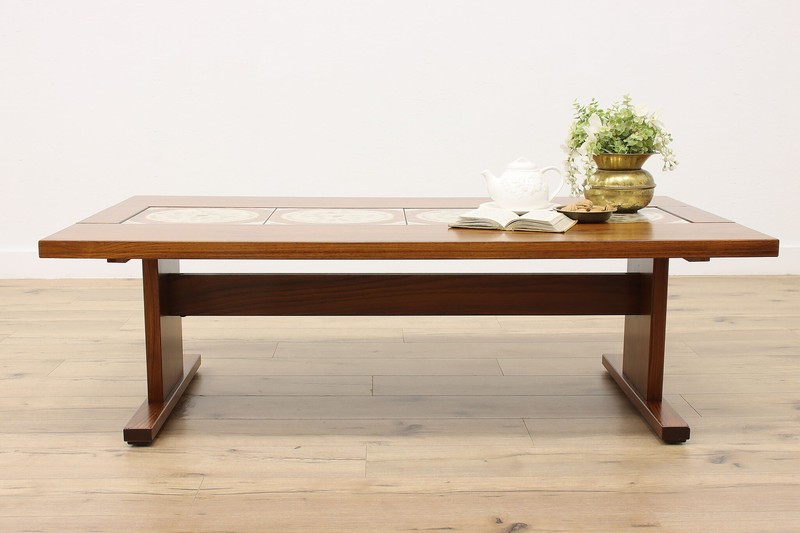 Midcentury Modern Vintage Rosewood & Tile Top Coffee Table #54593