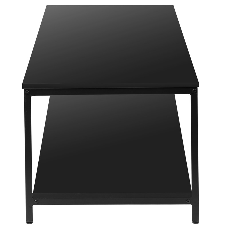 2-Tier Coffee Table 39.4" Living Room Tables w/ Storage Shelf Center Table Black gallery