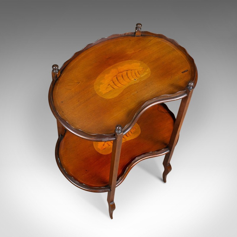 Antique Tea Table, English, Edwardian, Two Tier, Gallery, Side, Circa 1910 gallery