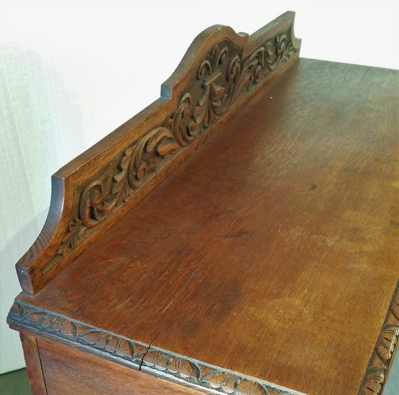 Antique Table Foyer Entry Table Beautiful Hand Carved Wood Large Center Drawer gallery