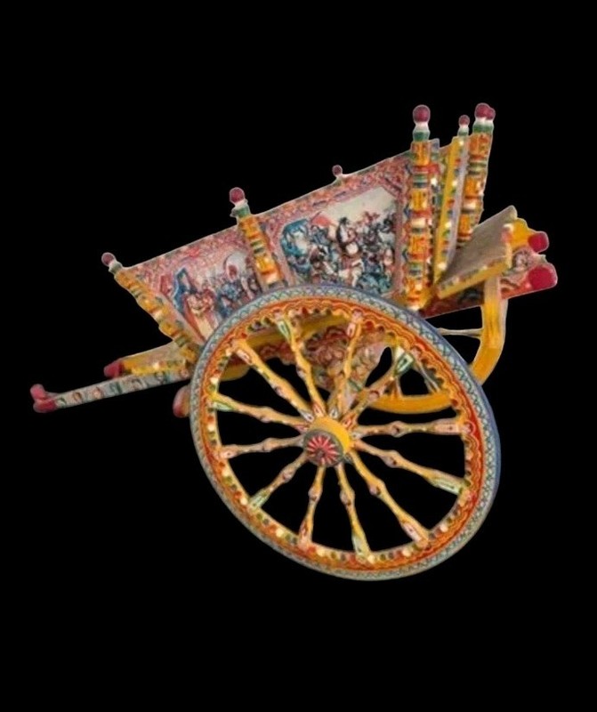 EXTREMELY RARE MINI SICILIAN CARRETTO 1800s ORIGINAL WEDDING CART RICKSHAW