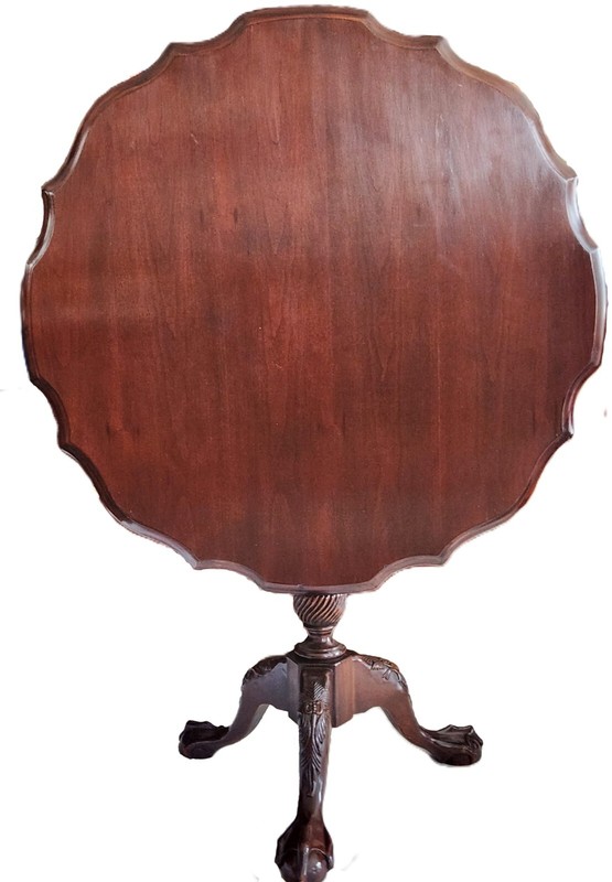 Tilt Top Tea Table, Ball & Claw, Vintage Chippendale Style, Cherry, Mah, 34″ dia
