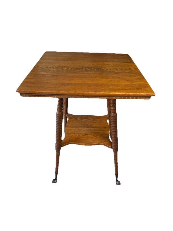 ANTIQUE VICTORIAN GLASS BALL CLAWFOOT PARLOR TABLE gallery