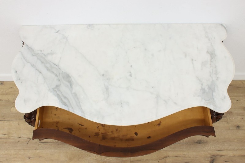 Victorian Antique Carved Rosewood Marble Top Console Table #52899 gallery