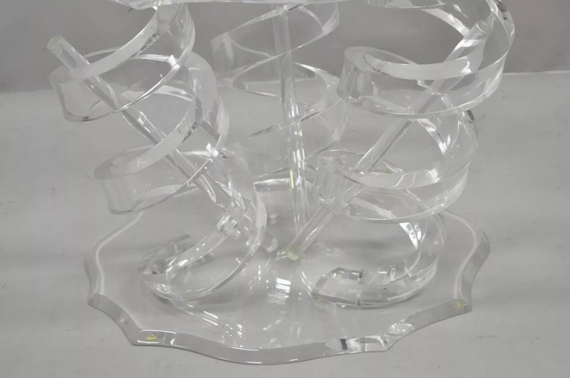 Vintage Mid Century Modern Lucite Spiral Coil Curly Cue Side Table Coffee Table gallery