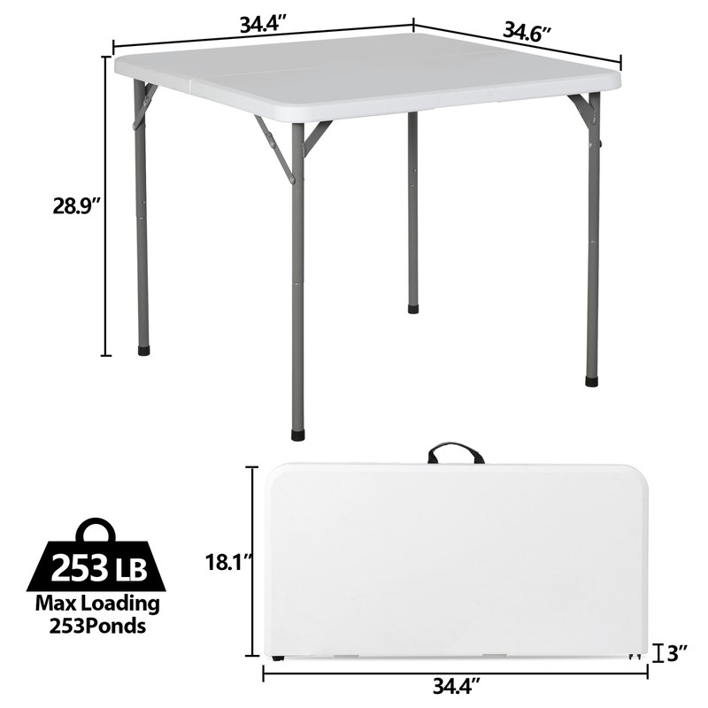 2PCS 34" Square Folding Card Table with Resin Top Fold in Half Small Card Table gallery