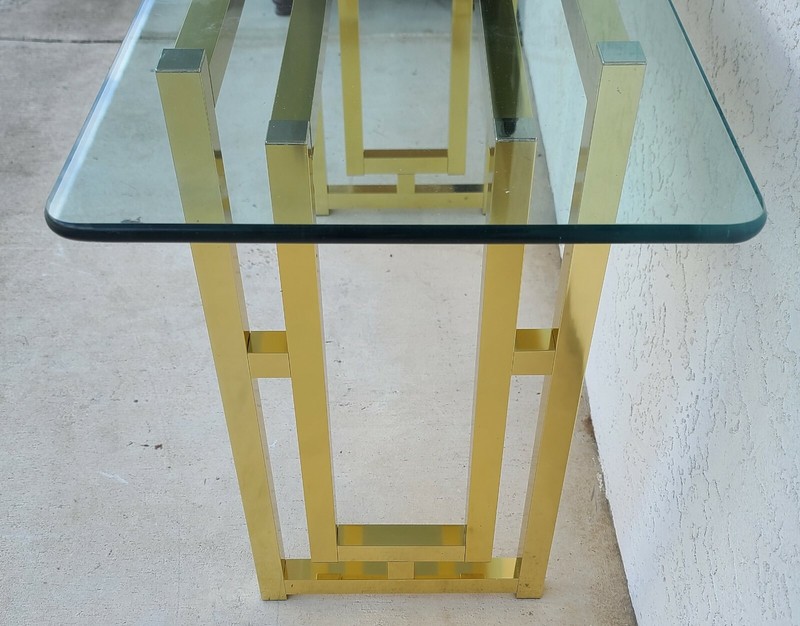 Mid Century Modern Metal and Glass Console Table 52" gallery