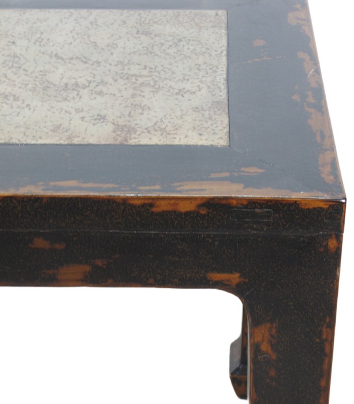 Marble Top Square and Distressed Black Vintage Accent or Side Table 25 gallery