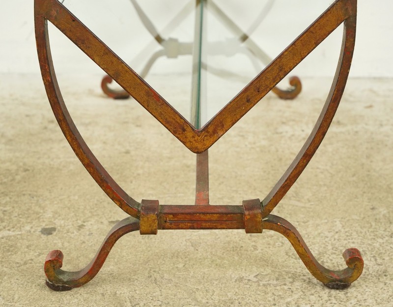 Vintage European Glass Top End Table Magazine Holder gallery