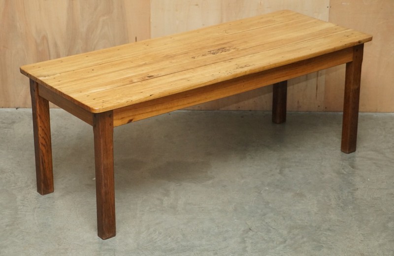 LOVELY ANTIQUE FRENCH FARMHOUSE FRUITWOOD & OAK TWO TONE REFECTORY DINING TABLE gallery