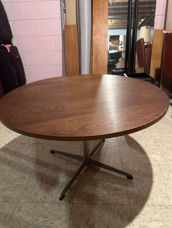 Vintage MCM Round Coffee Table Aluminum 4-Star Pedestal Base Jacobsen Style 1960